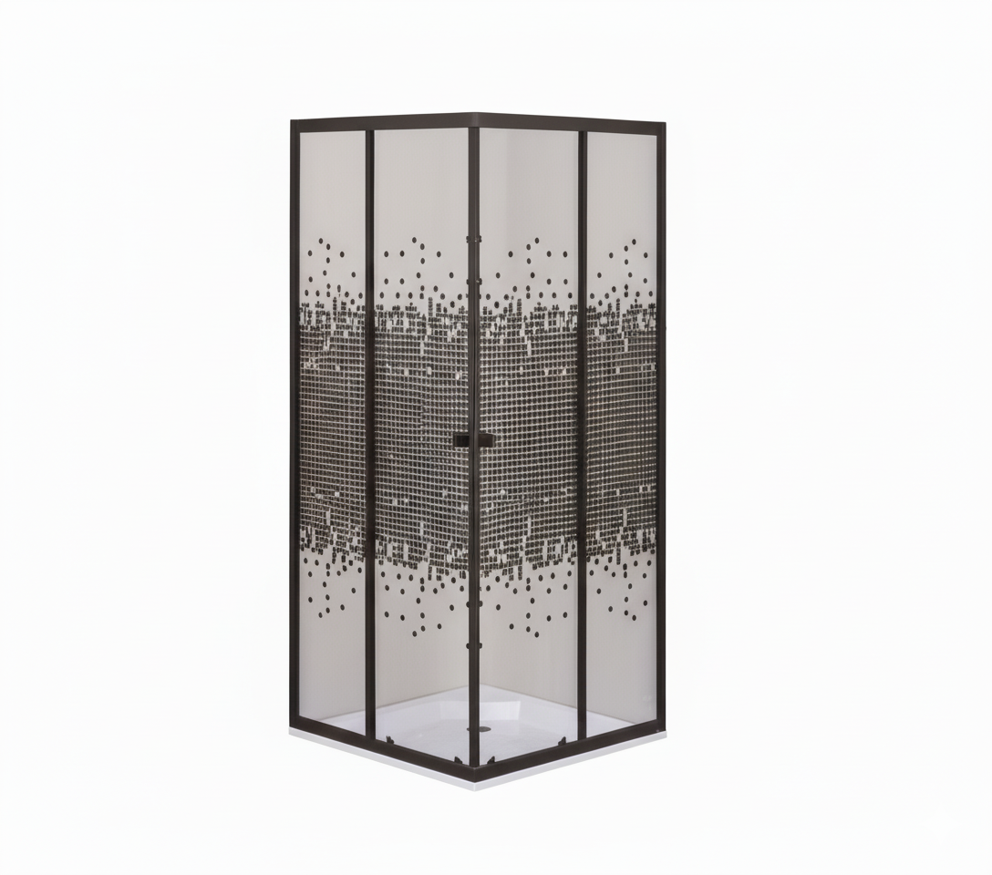 Shower Door 1/4 Sqr Cg Blk Dot Sdb4