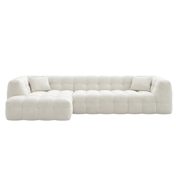 Modern L-Shaped Modular Sofa – Cream
