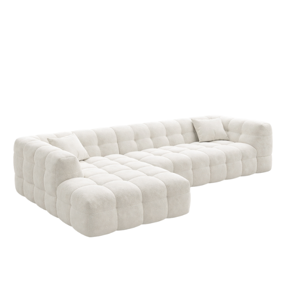 Modern L-Shaped Modular Sofa – Cream