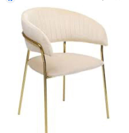 EFURN- JY 4 seater Dining Set with round glass table ( Cream)