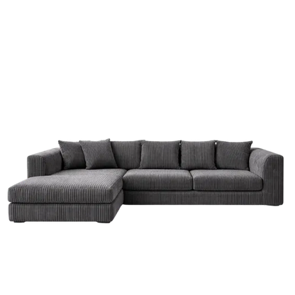 L-Shaped Corner Sofa – Charcoal Cord