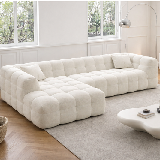 Modern L-Shaped Modular Sofa – Cream